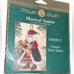 French Horn Santa Bead Ornament Kit Mill Hill 2002 Musical Santas